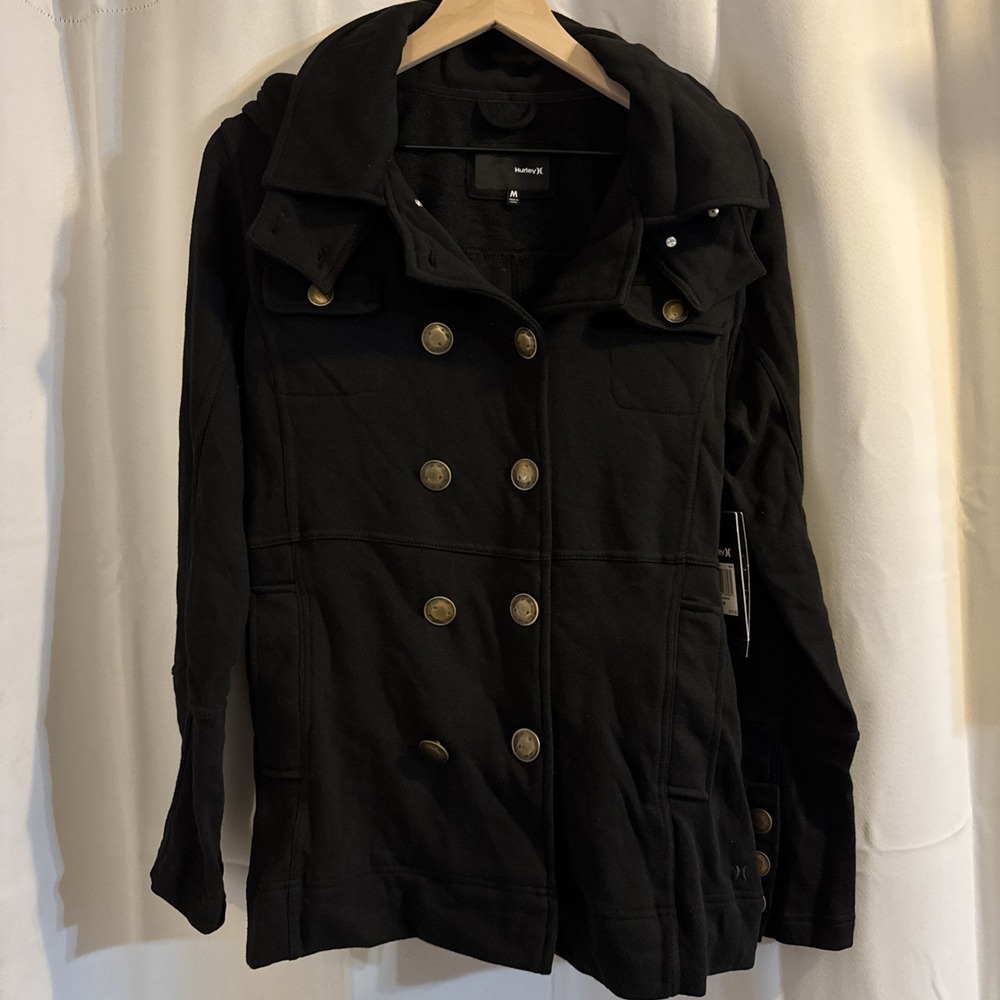 Hurley Winchester Fleece Peacoat Jacket Womens M Black NWT Water Repellent